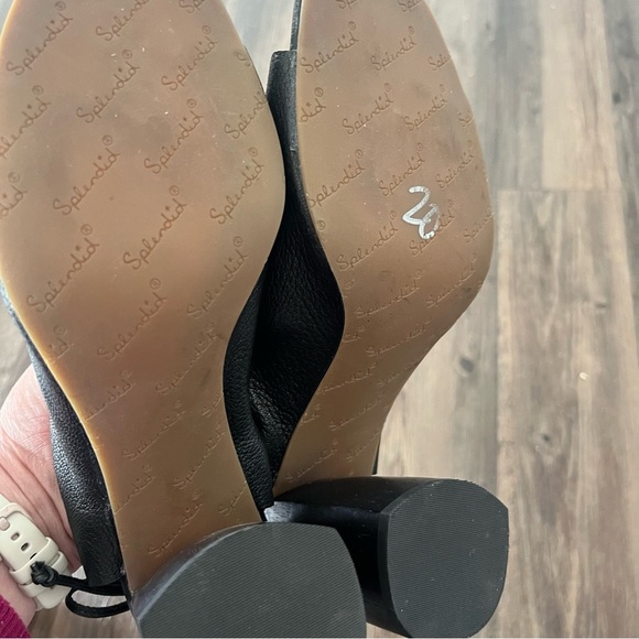 Splendid Heels Women's 10 Lynn Leather Ankle Sandals Black Peep Toe - Picture 6 of 7
